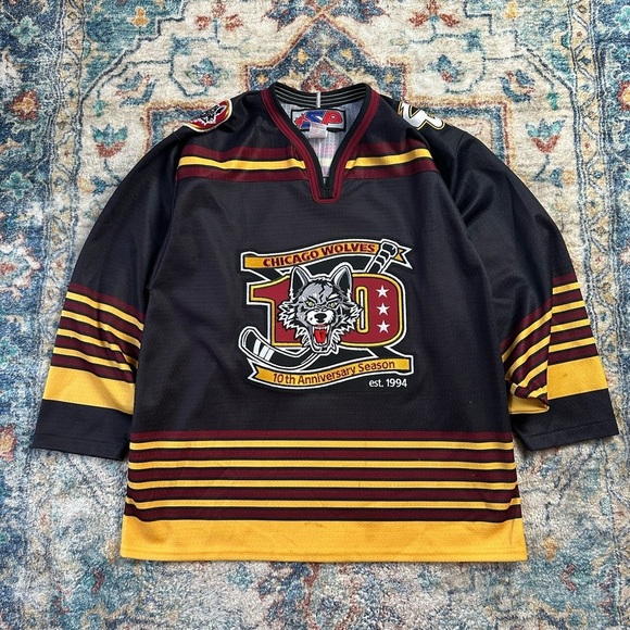 Vintage Chicago Wolves 10th Anniversary Hockey Jersey Medium - Picture 1 of 9
